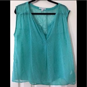 American Eagle breezy sheer teal sleeveless top L